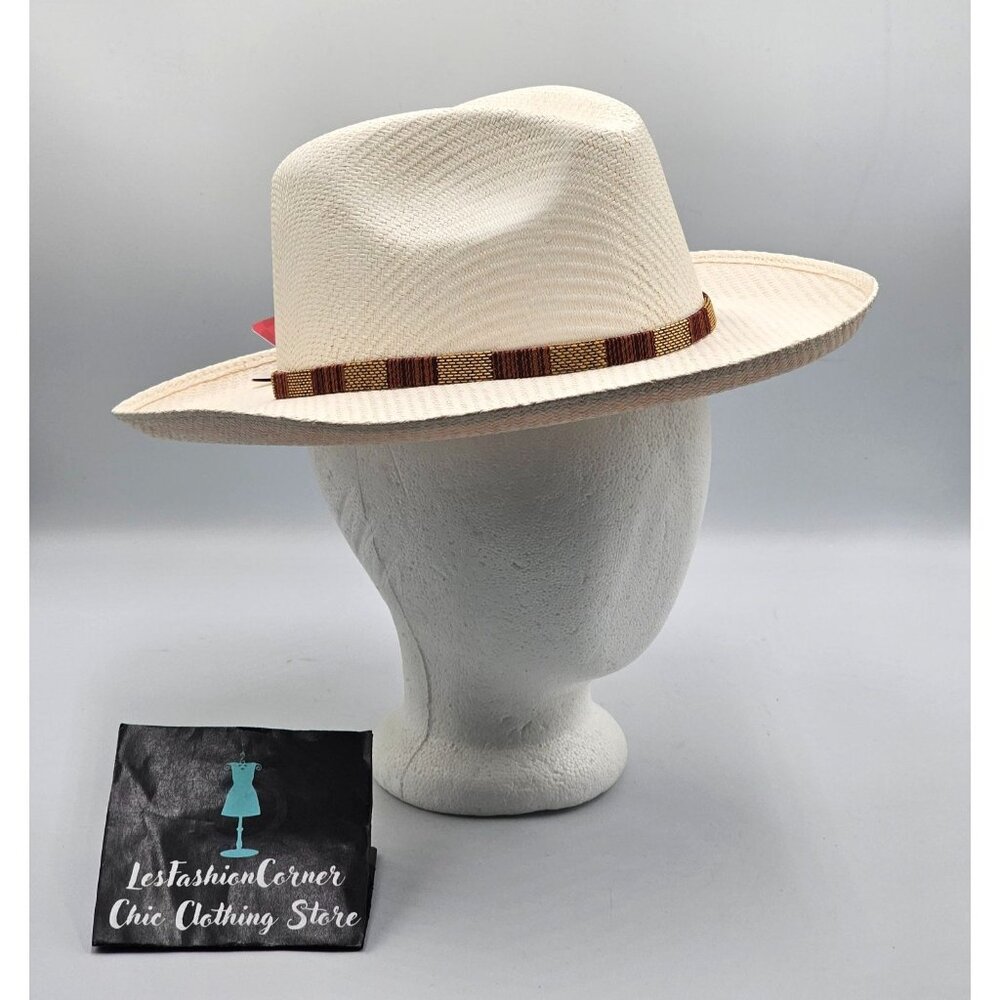 NWT American Hat Makers Freedom Laredo Men's Cream Straw Fedora Size Medium 3278